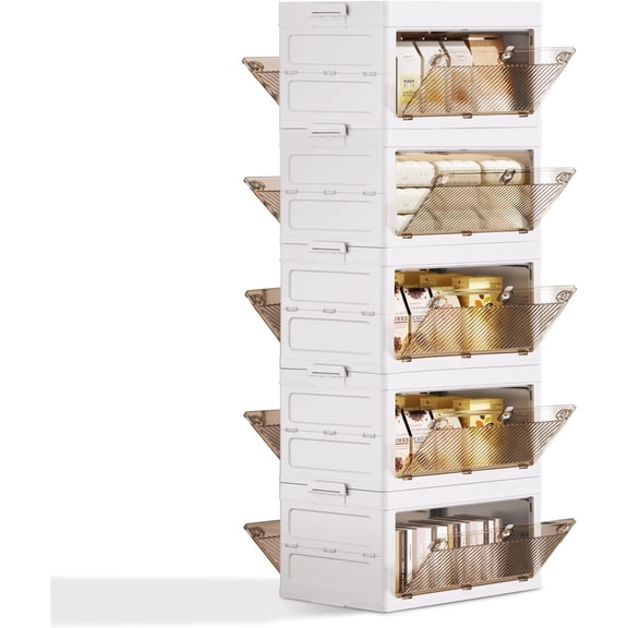 5-Tier Stackable Plastic Storage Bins - 23QT Stackable Storage Bins - Closet Organization and Storage, Suitable for Bedroom, Organization and Storage Boxes for Study,  Room, Office