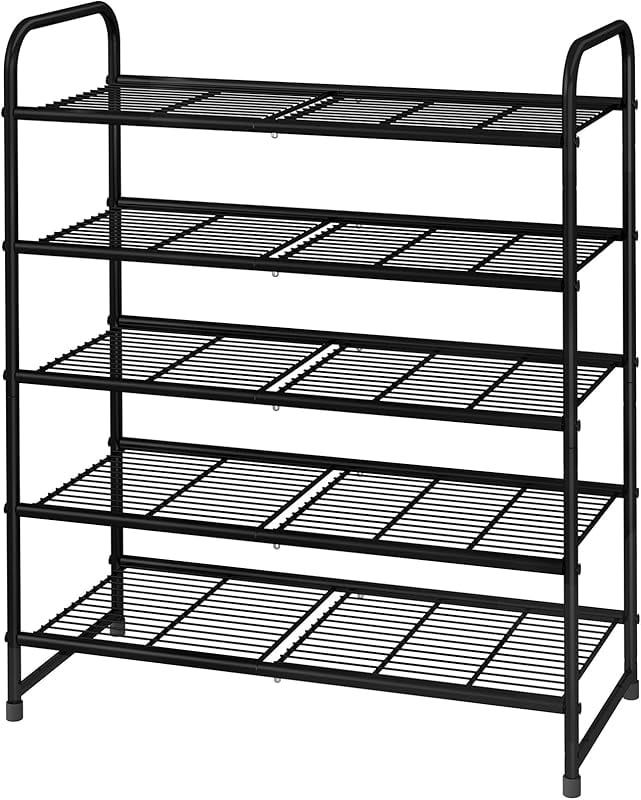 5-Tier Stackable Shoe Rack, Expandable & Adjustable Shoe Organizer ...