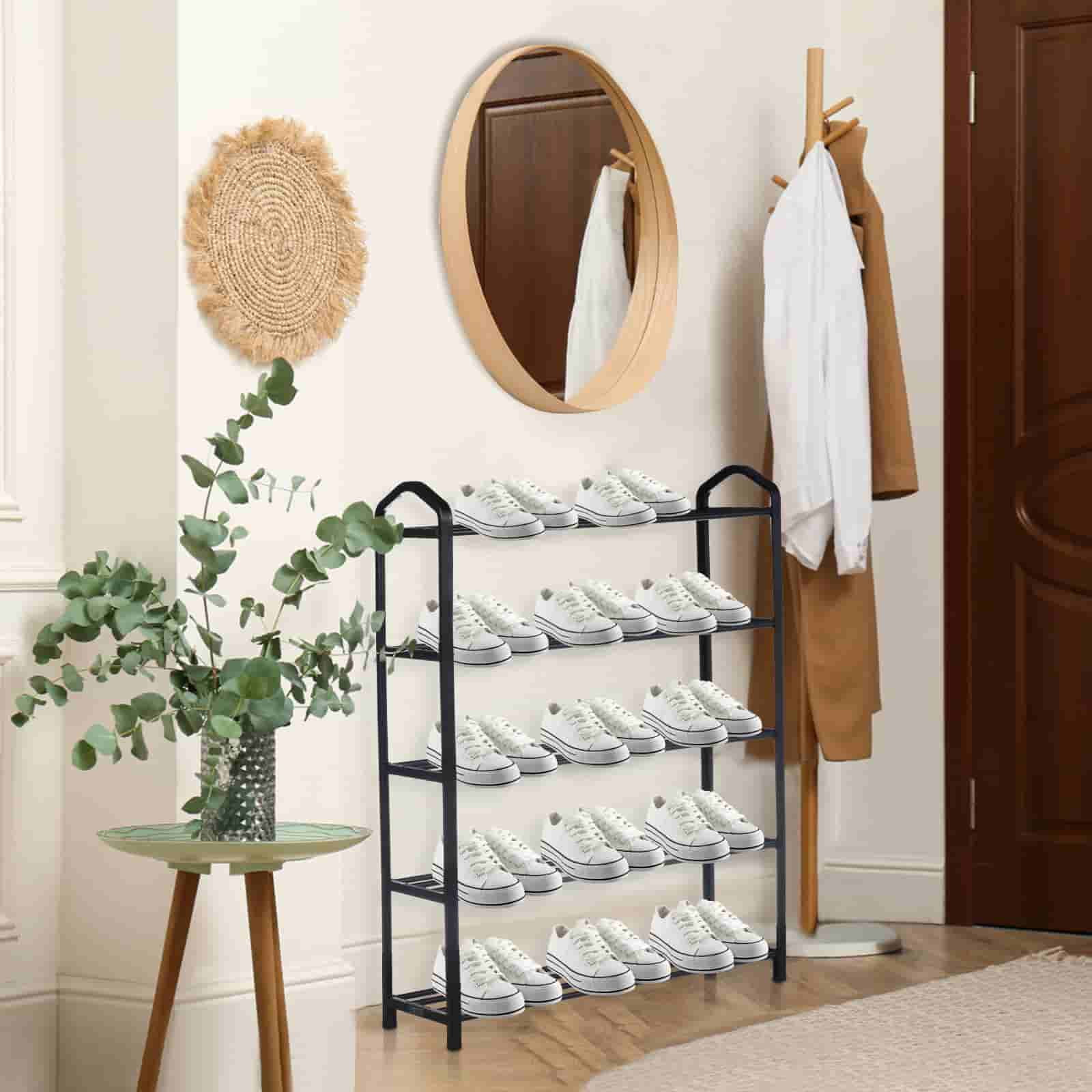 5-Tier Stackable Shoe Rack, Expandable and Adjustable Storage Organizer ...