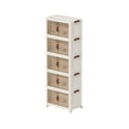 thumbnail image 1 of 5-Tier Stackable Storage Bin with Door and Wheels, 131QT/32Gal, Heavy-Duty Foldable Plastic Organizer for Garage, Home, Office White, 1 of 4