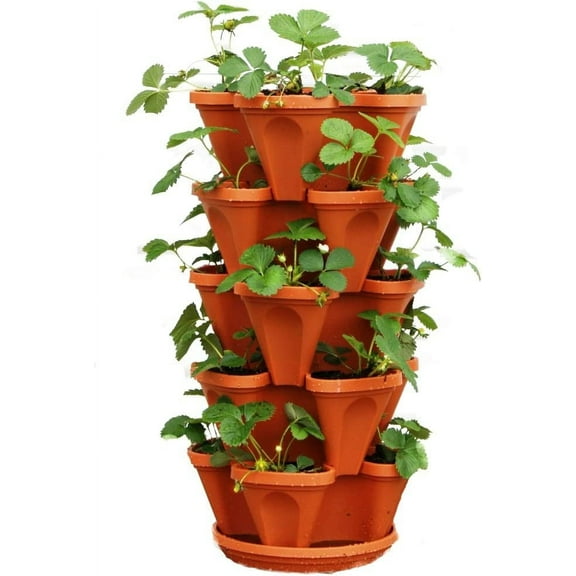 5 Tier Stackable Strawberry, Herb, Flower, and Vegetable Planter - Vertical Garden Indoor/Outdoor