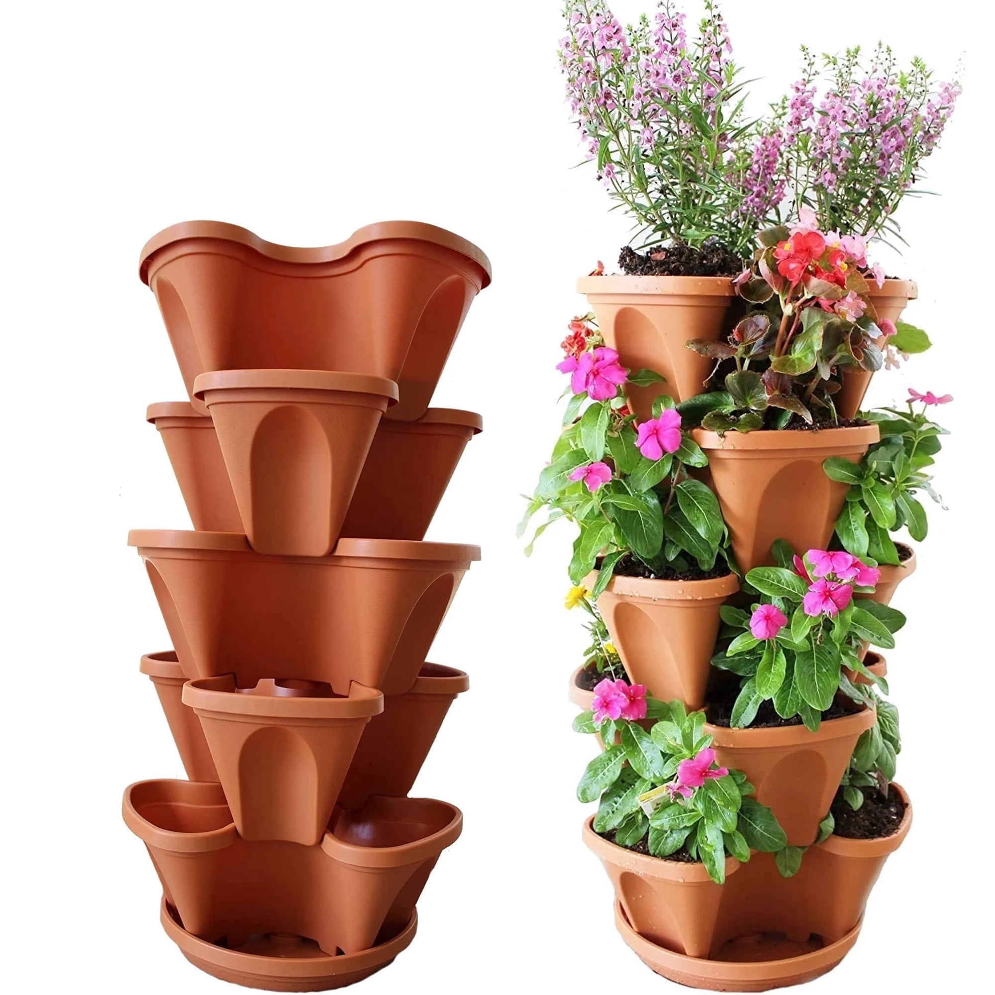 5 Tier Stacking Planters - Strawberry, Herb & Vegetable Planter ...