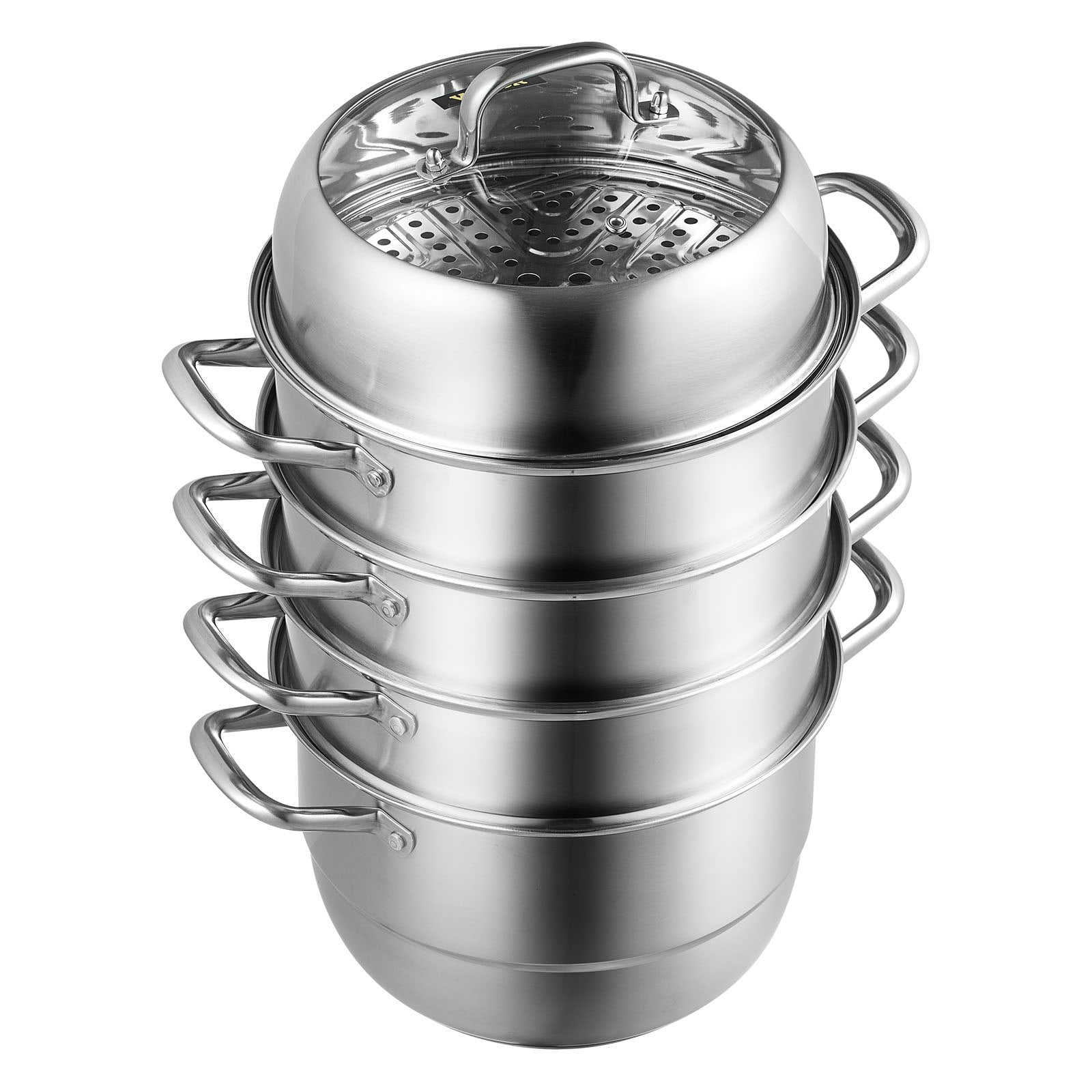 VEVOR 5-Tier Stainless Steel Food Steamer Set with Glass Lid