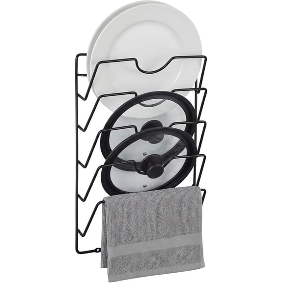 5-Tier Stainless Steel Pot Lid Organizer for Cabinet Door & Wall, Heavy-Duty Lid Storage Rack