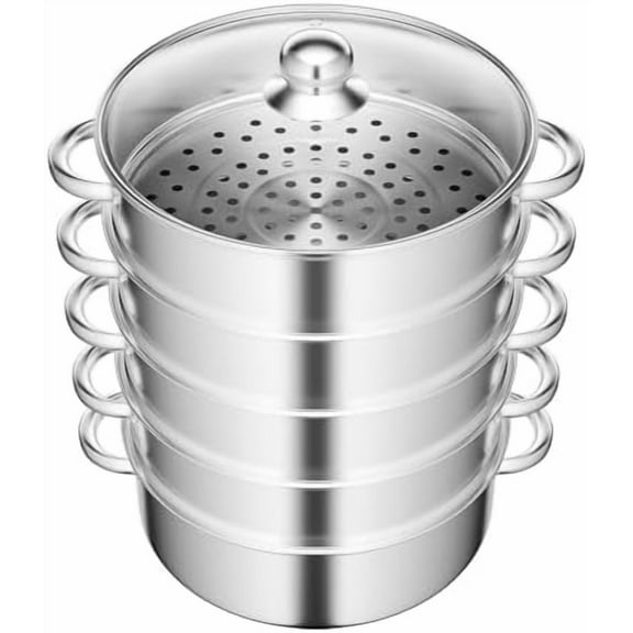 5 Tier Stainless Steel Steam Cooker Steamer Set Pan Cook Pot with Glass Lid USA$$Home Decor, Kitchen, & Other