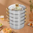 thumbnail image 1 of 5-Tier Stainless Steel Steamer Cooking Pot with 9L Capacity and Baskets, 1 of 12