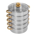 thumbnail image 1 of 5-Tier Stainless Steel Steamer Pot, 1.32Gal Large Capacity Cooking Pot with Clear Lid Anti-scald Handle, for Gas Induction Cooker Kitchen, 1 of 15