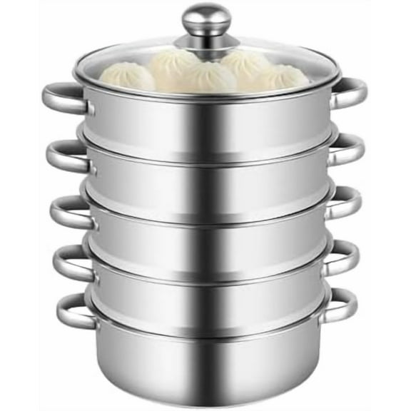 5-Tier Steamer Pot & Multi-Layer Tamale Steamer,33.06lbs Stainless Steel Cooking with Stackable Design, Vaporera Pot for Dumplings Idli Dhokla and Asian Cuisine$$Home Decor, Kitchen, & Other