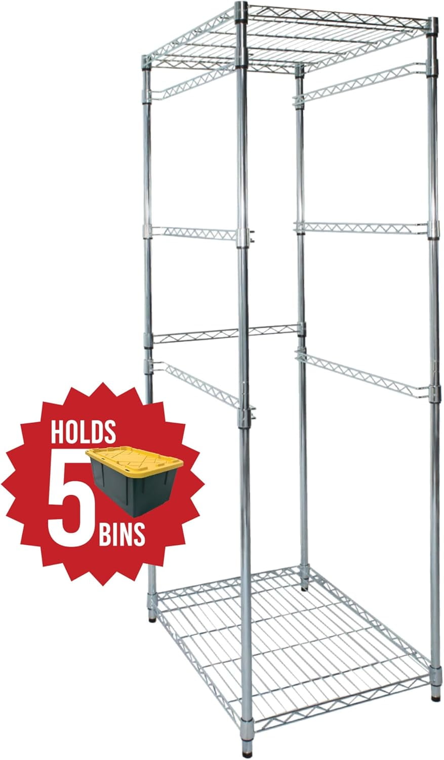5Tier Steel Storage Bin Rack Maximize Space, Declutter, Organization