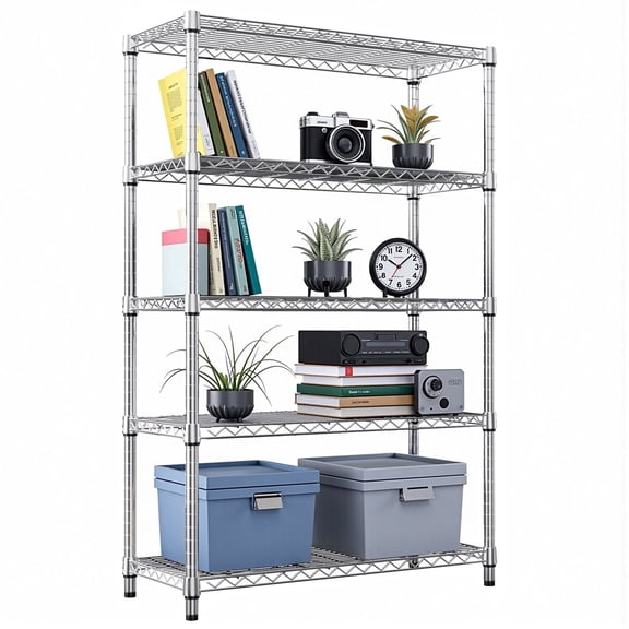 5-Tier Steel Storage Shelving Unit, 1750 LB Capacity Heavy Duty Wire Rack, 72.3" H Garage/Office Utility Shelf