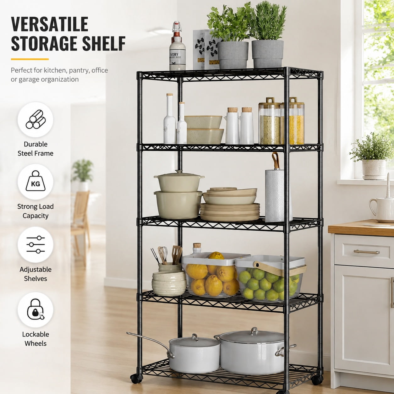 Formula 1 Rack 5-Tier Steel Wire Shelving Unit, 30