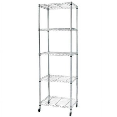 5 Tier Steel Wire Shelving Unit on Wheels,Chrome Shelves for Garage Kitchen Living Room,Heavy Duty Shelving Rack, 23.2 x 13.8 x 72 inch (L x W x H)