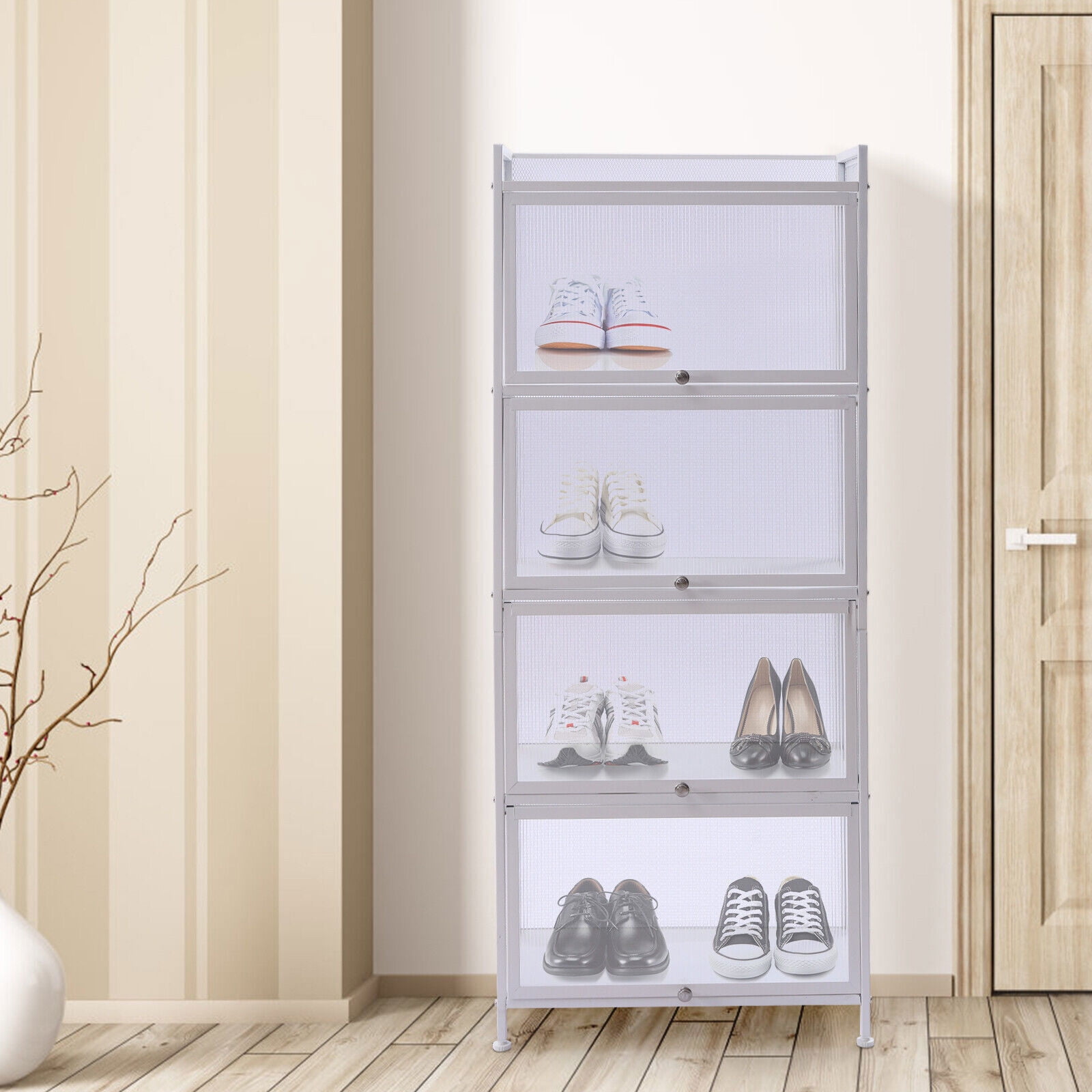 5 Tier Storage Cart Kitchen Buffet Pantry Pantries W/PC Door Black/White