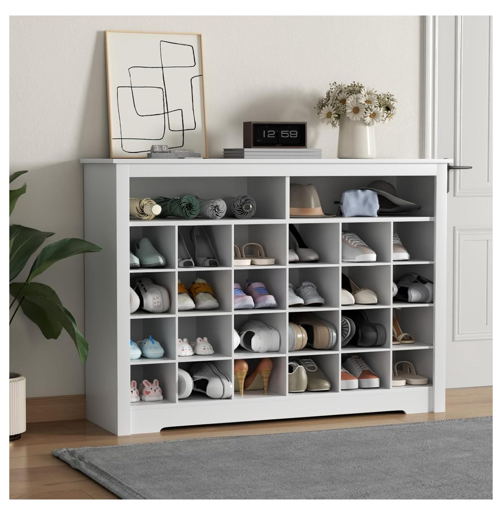 5-Tier Storage Cabinet for Entryway, Modern Shoe Rack with 26 Cubbies ...