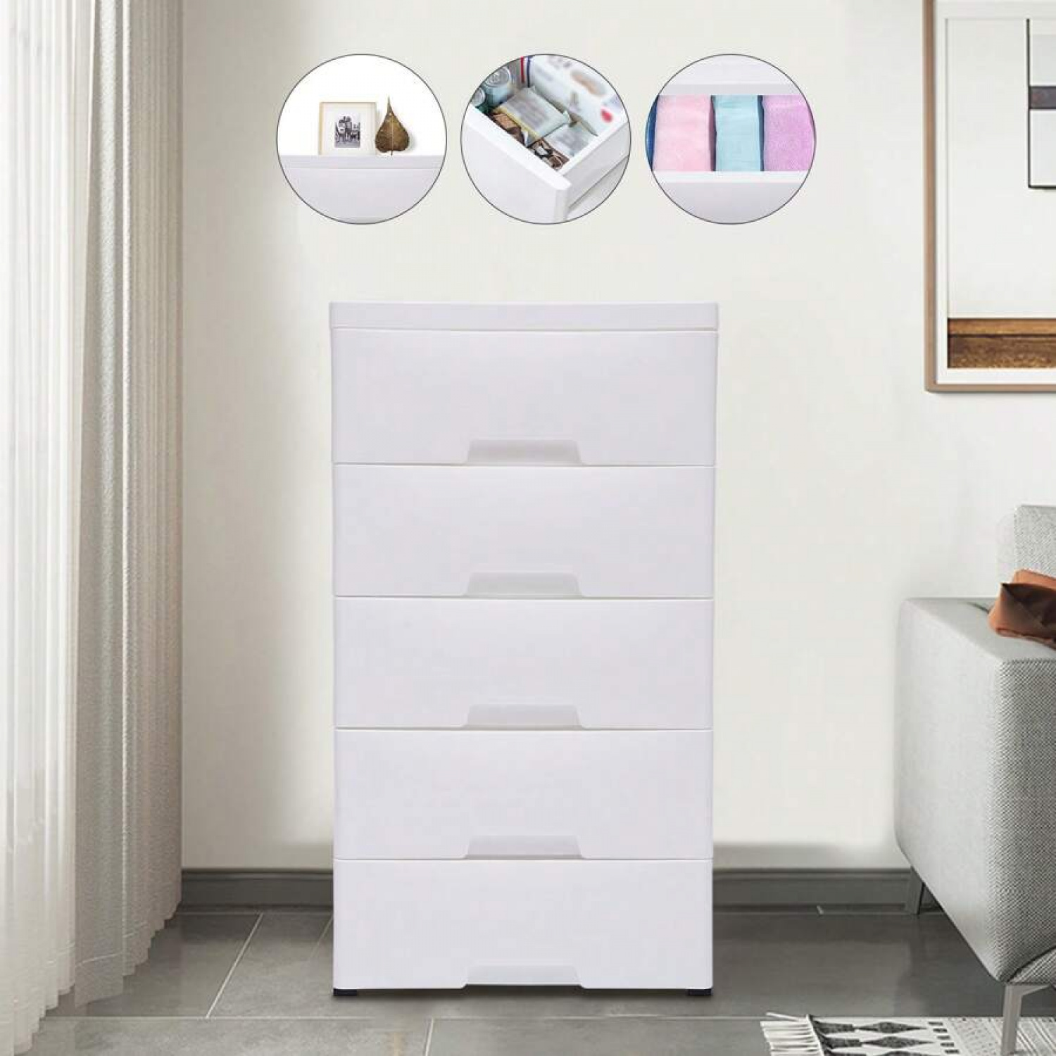 5 Tier Storage Cabinet Plastic Storage Cabinet With Drawers,Vertical ...