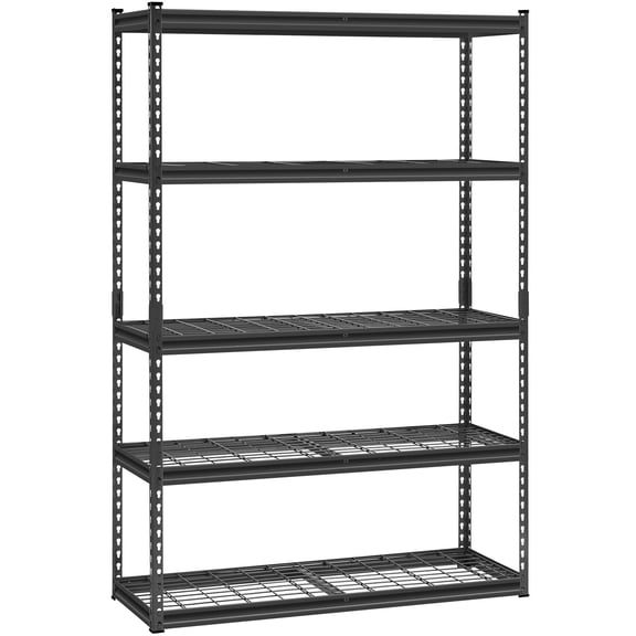 5 Tier Storage Rack 2500 lb Capacity Industrial Garage Shelving Unit 18x48x72 inches for Basement Warehouse Kitchen Black