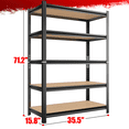 thumbnail image 1 of 5 Tier Storage Rack, Adjustable Height Shelving, Warehouse Supermarket Basement Storage, Black Requires Assembly, 1 of 7