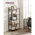thumbnail image 1 of 5-Tier Storage Rack Bookshelf Bookcase for Living Room Office Rustic Brown and Black, 1 of 9