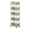 thumbnail image 1 of 5 Tier Storage Rack with Wheels 11.42x46.46in Plastic Mobile Storage Cart Easy Assembly Multi Layer Organizer for Kitchen Bedroom Bathroom Living Room (White)​, 1 of 9