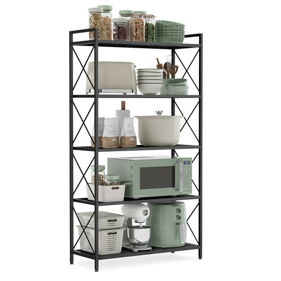 5-Tier Storage Shelf, 31.5 inch Shelving Unit, 200-lb Per Shelf Weight Capacity, Black