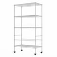 thumbnail image 1 of 5-Tier Storage Shelf, 68.9" Heavy Duty Metal Shelving Unit with Adjustable Metal Steel Wire with Casters for Restaurant Garage Pantry Kitchen Rack, 1 of 7