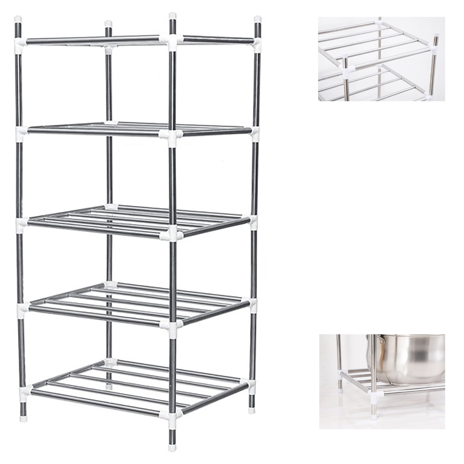 Wire Laundry Rack 5 Tier Storage Shelf, Metal Storage Rack Wire Shelving for Laundry ...