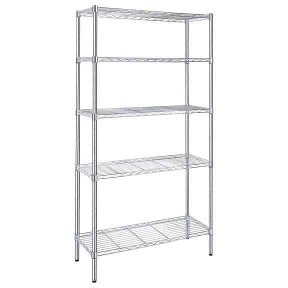 5-Tier Storage Shelves, 35.83" W x 13.98" D x 71.7" H Wire Metal Shelving Unit, 1250 Lbs Loading Capacity,