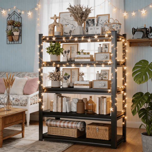 5-Tier Storage Shelves, Garage Metal Shelving Unit, Adjustable, Double-Layer Column with Reinforced Ribs, Heavy-Duty, Capable of Bearing 3000 lbs, Suitable for Garage, Warehouse, Kitchen