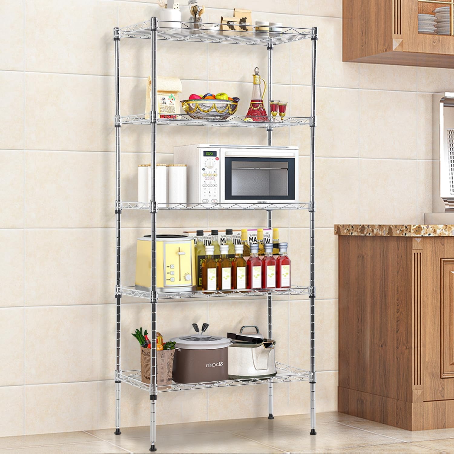 5-Tier Storage Shelves Heavy Duty Adjustable Metal Shelving Unit 750