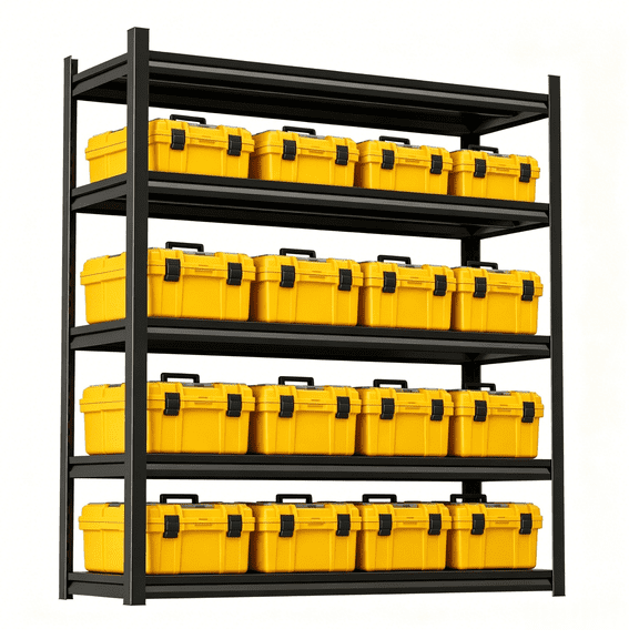 5-Tier Storage Shelves,Heavy-Duty Garage Metal Shelving ,Adjustable, Double-Layer Column with Reinforced Ribs,3000 lbs for Warehouse Basement Kitchen Pantry Bathroom Laundry Shop