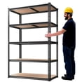 thumbnail image 1 of 5 Tier Storage Shelves, Heavy Duty Metal Shelving Unit 2000 lbs, Adjustable Gourd Hole Rack for Garage Pantry Closet Kitchen Warehouse, Black, 1 of 6