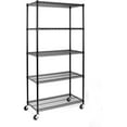thumbnail image 1 of 5 Tier Storage Shelves,Heavy Duty Wire Shelving Rack with Wheels, Adjustable Rolling Shelving Unit with NSF Certified , 800 Lbs Capacity, For Kitchen, Pantry, Garage,18"D X 35.5"W X 71"H,Black, 1 of 7