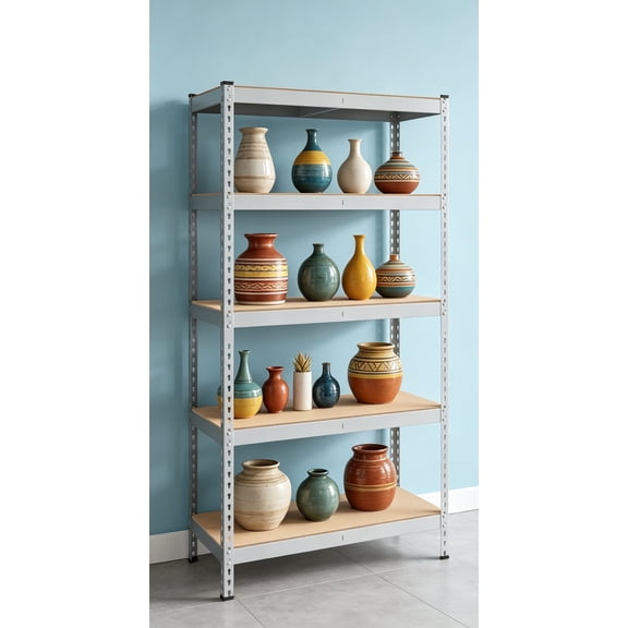 5-Tier Storage Shelves, Load 2310 lbs, Set of 2 Garage Storage, Boltless Assembly, Adjustable Shelving Unit, 17.7" x 35.4" x 70.9" for Study, Shed, Basement, Silver