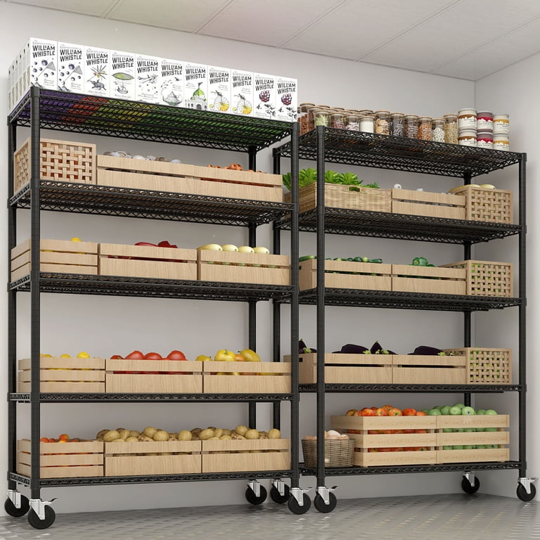 5-Tier Storage Shelves, NSF Certified Wire Shelving Unit on Wheels 