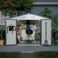 thumbnail image 1 of 10x8FT Outdoor Storage Shed, All-Weather Garden Metal Tool Shed with Lockable Doors, White Galvanized Steel Large Tool Sheds for Patio, Lawn, Backyard, Weather-Proof, 1 of 10
