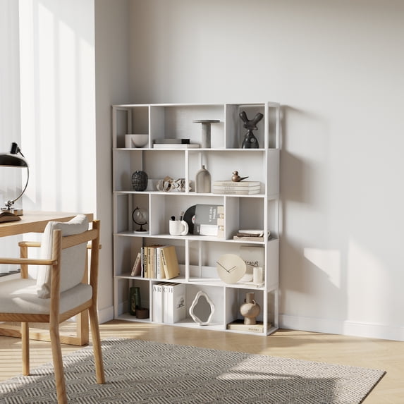 5-Tier Tall Bookshelf, Bookcase, Large Metal Shelf, 11.8 x 47.2 x 74.2 ...