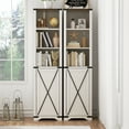 thumbnail image 1 of 5-Tier Tall Narrow Bookshelf, Farmhouse White Bookcase, Storage Cabinet For Home Office, Kitchen, Bathroom, Living Room, 1 of 11