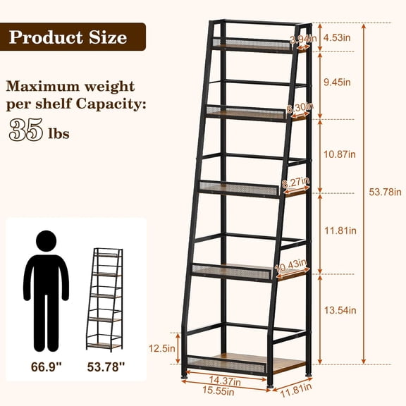 5-Tier Trapezoid Liquor Stand for Home Bar, Large-Capacity Freestanding Wine Rack with Fences
