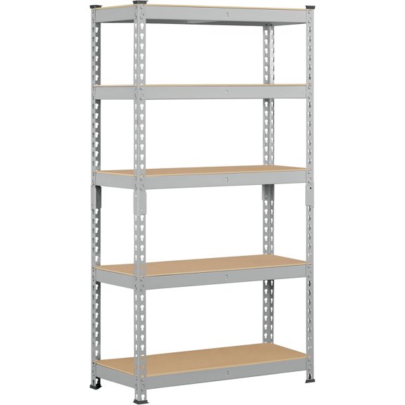 5-Tier Utility Shelves, Metal Storage Shelves, Adjustable Shelving Units, Boltless Assembly, Garage Shelves Shed Shelving for Warehouse Garage Shed Basement- Light Gray, 27.5 x 12x 60 Inch