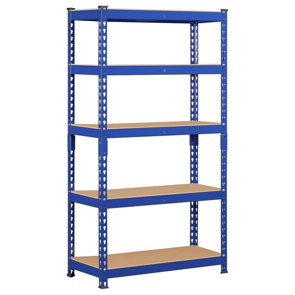 5-Tier Utility Shelves, Metal Storage Shelves, Adjustable Shelving Units, Boltless Assembly, Garage Shelves Shed Shelving for Warehouse Garage Shed Basement- Blue, 27.5 x 12x 60 Inch
