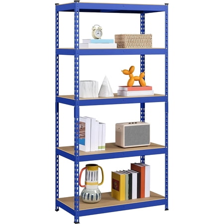 5-Tier Utility Shelves, Metal Storage Shelves Garage Shelving Unit Adjustable Garage Storage Shelves Storage Racks Heavy Duty Shed Shelving- Blue, 35.5 x 17.5 x 72 Inch