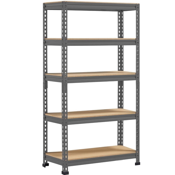 5-Tier Utility Shelves, Metal Storage Shelves Unit Adjustable Shelving Boltless Assembly for Garage Warehouse Shed Basement Kitchen, Heavy Duty Organizer Rack, Dark Gray