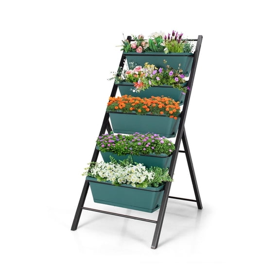 5-Tier Vertical Garden Planter Box, Elevated Raised Garden Bed with 5 Containers