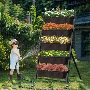 5-Tier Vertical Garden Planter, Outdoor Elevated Herb Planter Box, Metal Raised Garden Bed, for Flowers Herb Plants