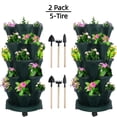 thumbnail image 1 of 5 Tier Vertical Garden Stackable Planter with Wheels, Strawberry Planter Indoor/Outdoor for Growing Vegetables Succulents, Green 2 Set, 1 of 8