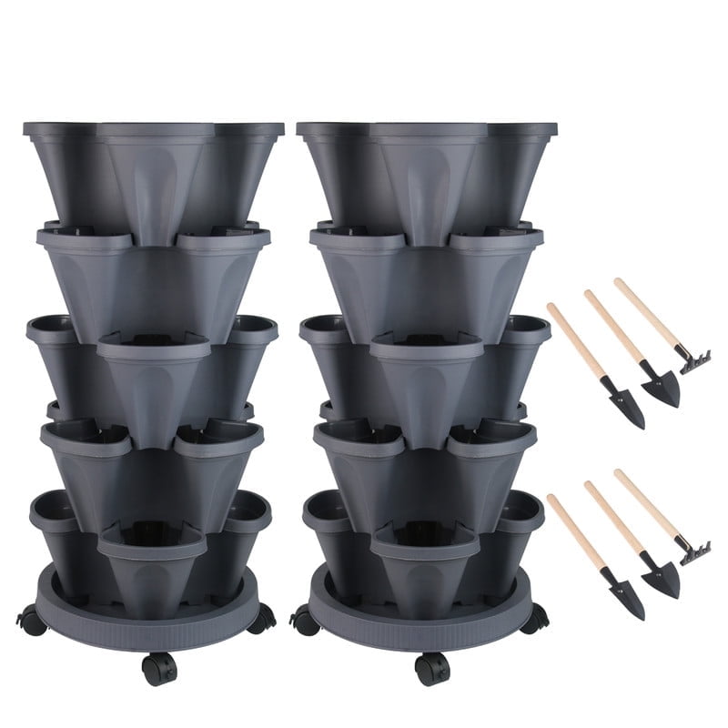 5 Tier Vertical Gardening Stackable Tower Planter for Strawberries ...