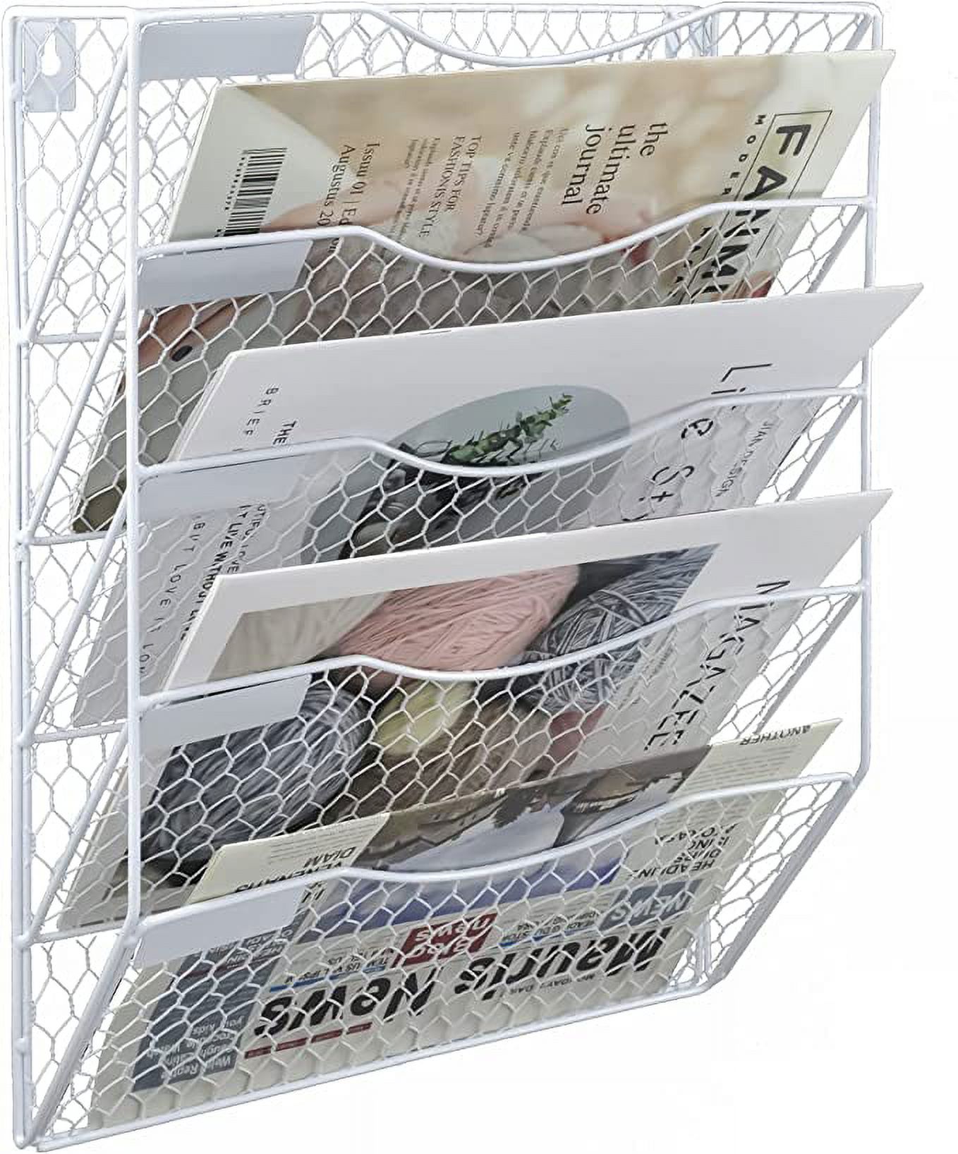 5 Tier Wall File Holder Hanging Mail Organizer Metal Chicken Wire Wall