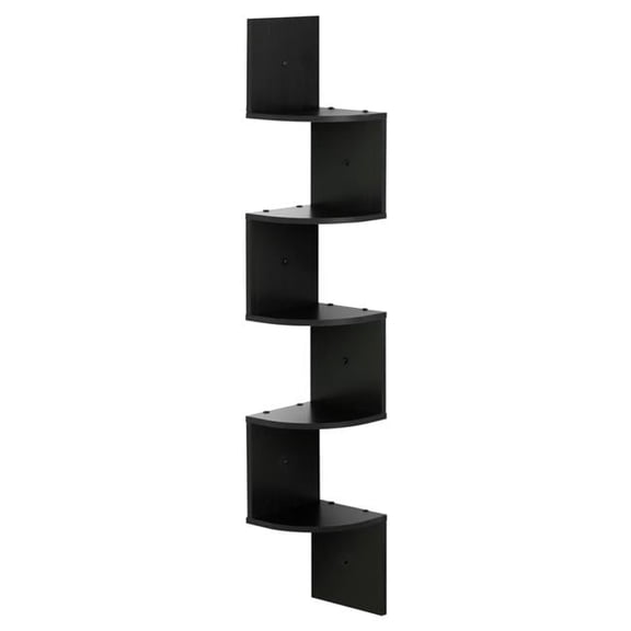5 Tier Wall Mount Floating Radial Corner Shelf, Espresso