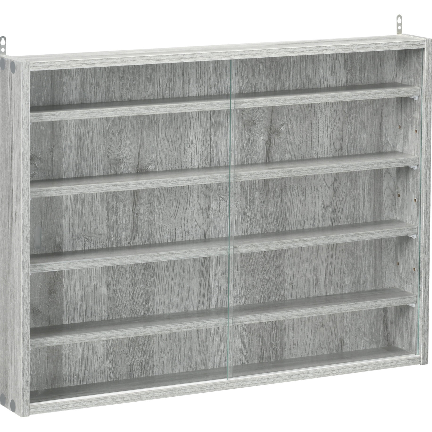 5Tier WallMounted Glass Display in Grey, 2 Doors and — free download
