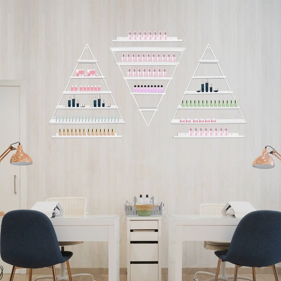 5 Tier Wall-Mounted Nail Polish Display Rack, Triangular Nail Polish ...